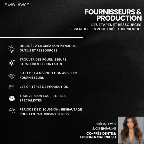 Masterclass- Fournisseurs et production: Créer un produit Volet 1 (Rediffusion)
