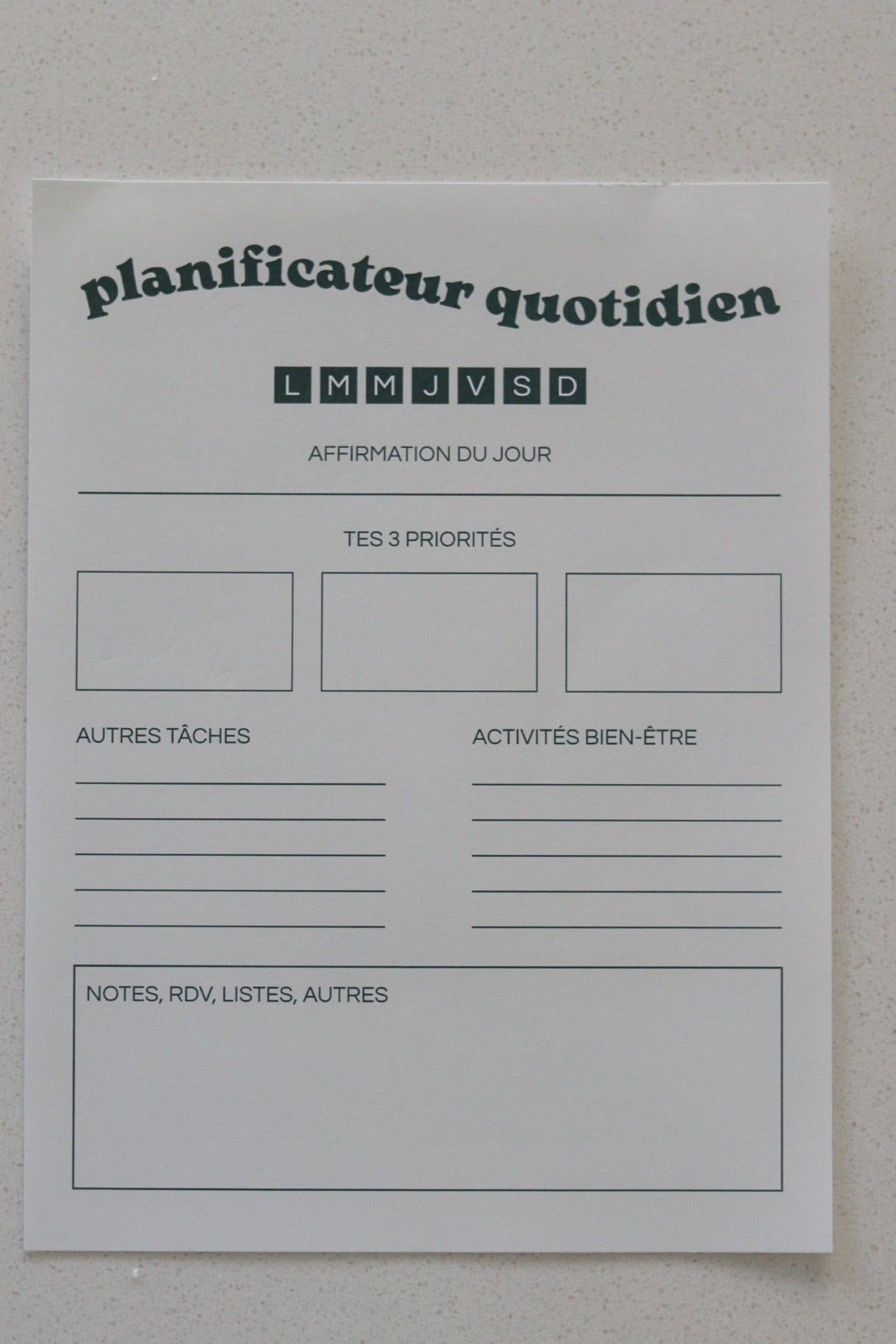 Planificateur quotidien